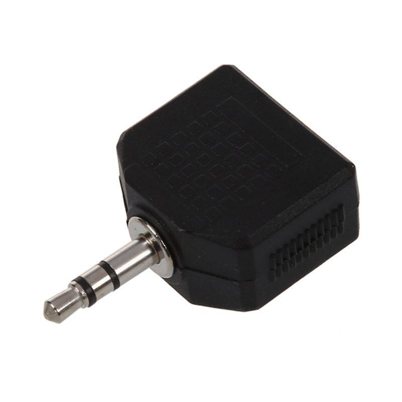 Nickel Plating Plug 3.5mm Male Stereo For Double 3.5mm Female Stereo Jack Y Splitter Audio Adapter, Black