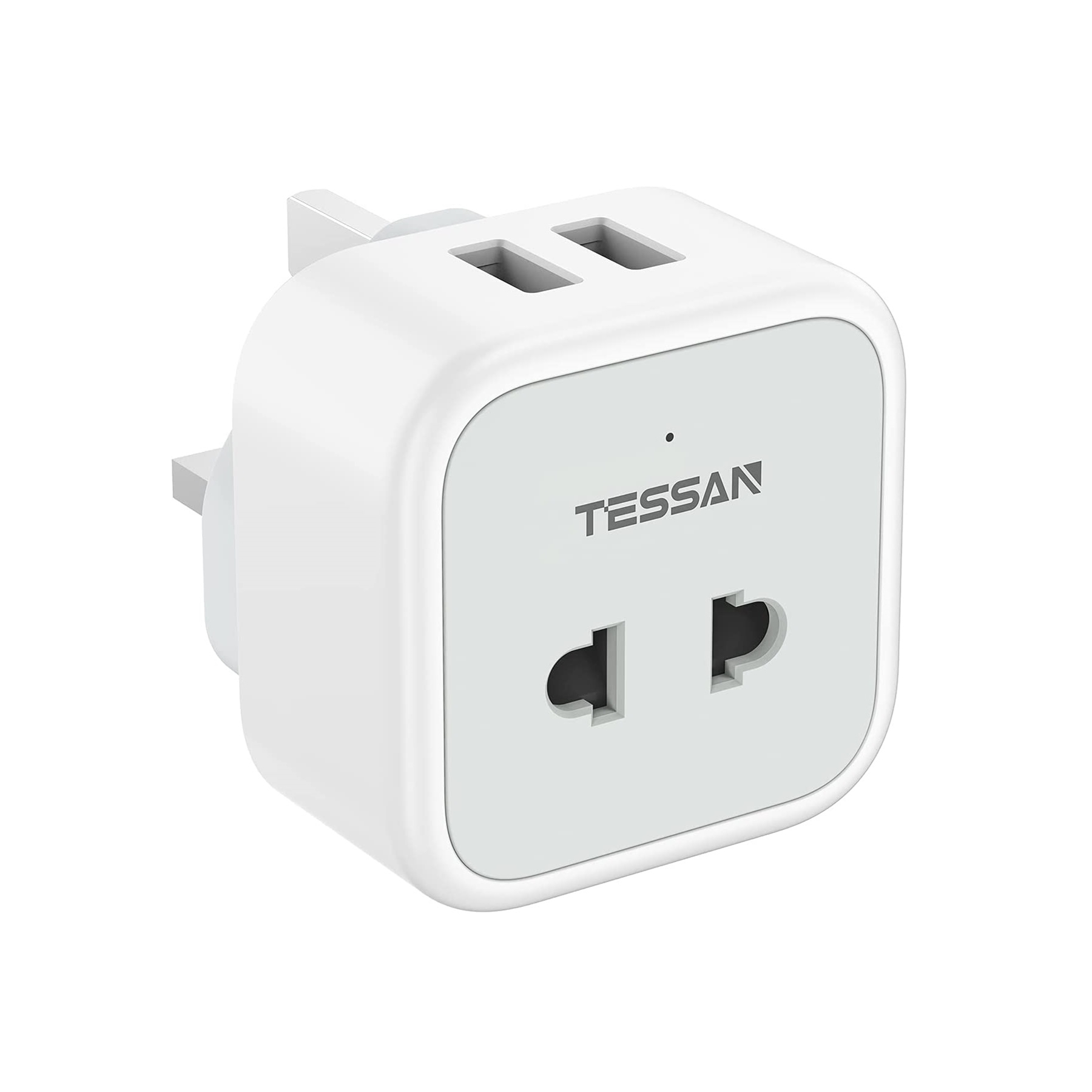 TESSAN 2 Pin to 3 Pin Adapter Bathroom Electric Toothbrush, Razor Charger and EU US Plugs with 2 USB, Shaver Plug USB Socket USB Adapter Wall Charger 2500W 10A Fused ,Multi Plug for Epilators Bathroom