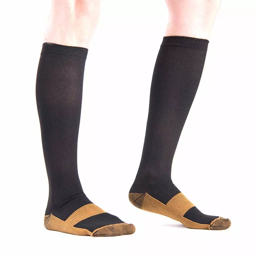 (SG Stock)1 Pair Unisex Copper Fiber Compression Socks Compression Pressure Stockings Outdoor Sports high Socks Anti Fatigue Pain Relief Knee High Stockings