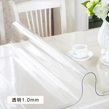 Soft Glass Tablecloth Transparency PVC table cloth Waterproof Oilproof Kitchen Dining table cover for rectangular table 1.0mm