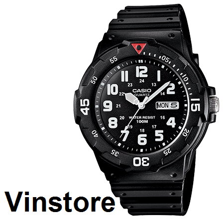 [Vinstore] Casio MRW-200H Resin Black Analog Diver Style Men Watch MRW-200H-1BVDF MRW-200H-1B MRW200H-1B