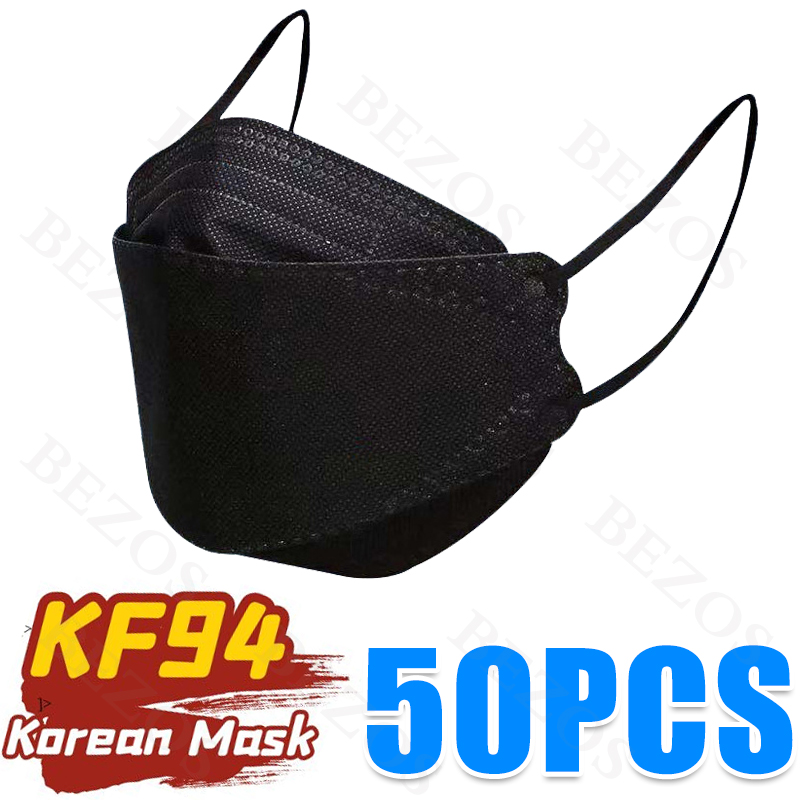 【Ready Stock】50pcs korean Mask KF94 4ply mask for adult 3D design facemask 4PLY Design Washable Breathable and Comfotable white&black mask Fast Deliver