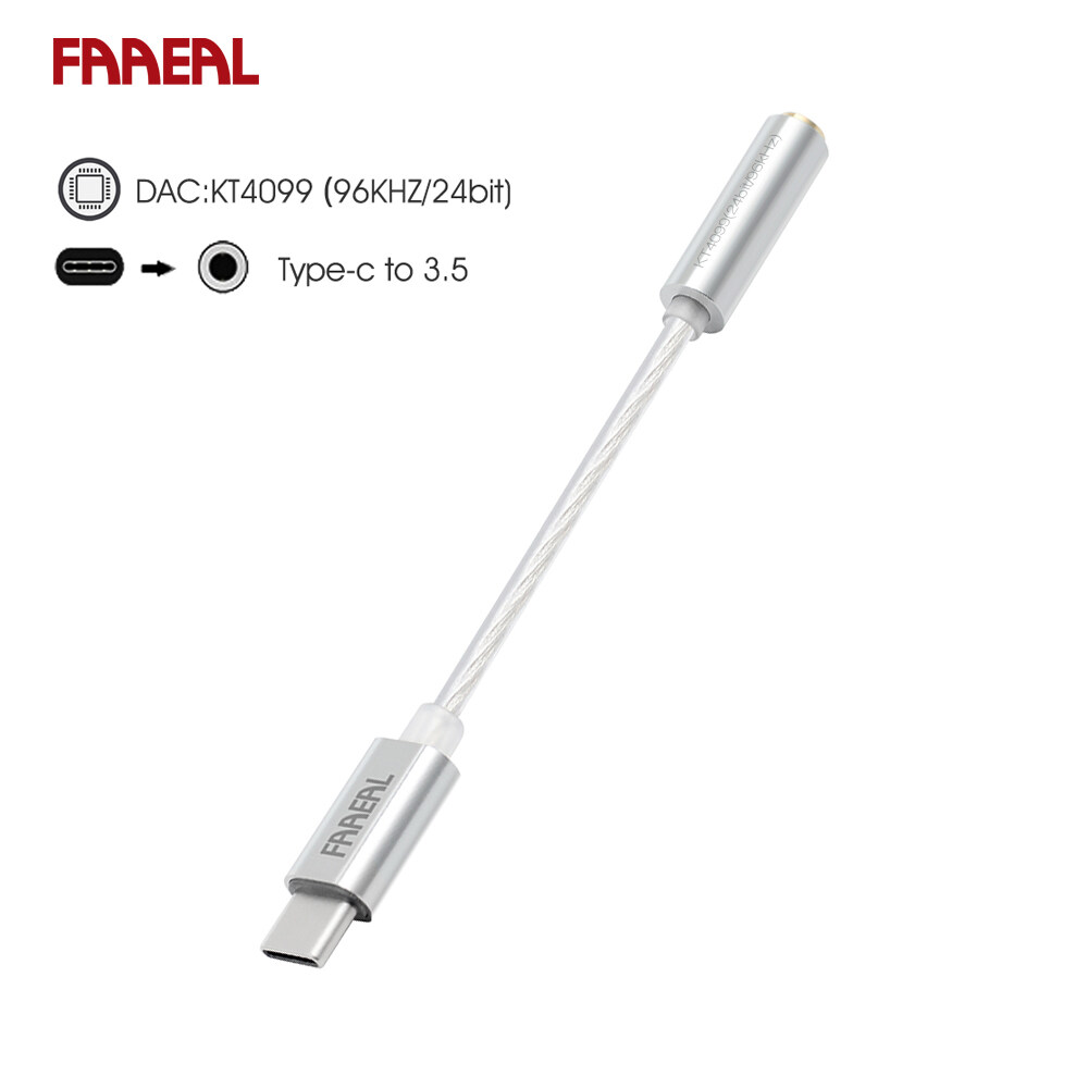 Faaeal Type-C To 3.5mm Audio Cable ALC5686 384kHz/32bit Headphone Amplifier USB DAC AMP Adapter 6N OCC Silver-plated Wire Decoding Headphone Converter Decoder For Win10 Android 4.0