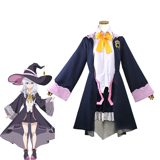 MUGE Wandering Witch: The Journey of Elaina Anime Cosplay Costumes Elaina Black Robe Hat Dress Suit Ashen Witch Halloween