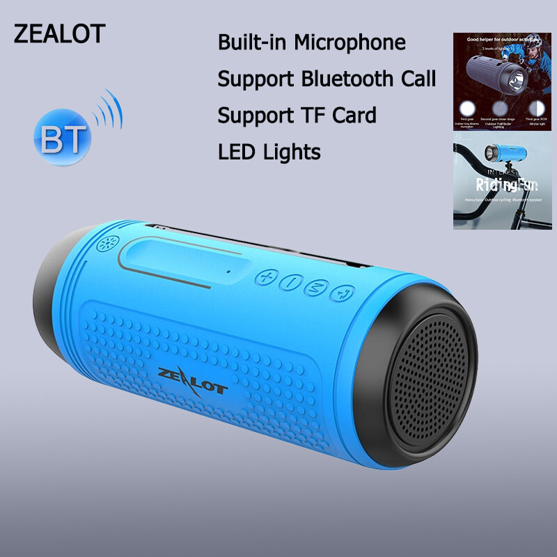 ZEALOT A1 Wireless Bluetooth Speaker, Built-in Microphone, Support Bluetooth Call & AUX & TF Card & LED Lights Multifunctional Bass