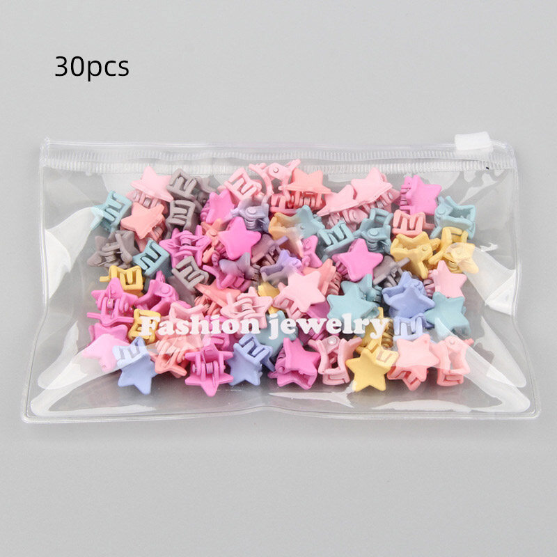 30Pcs/Bag Mini Cute Hair Claws Clips For Girls Baby Colorful Hairpin Cartoon Rabbit Flower Crown Star Hair Clips Children Clamp